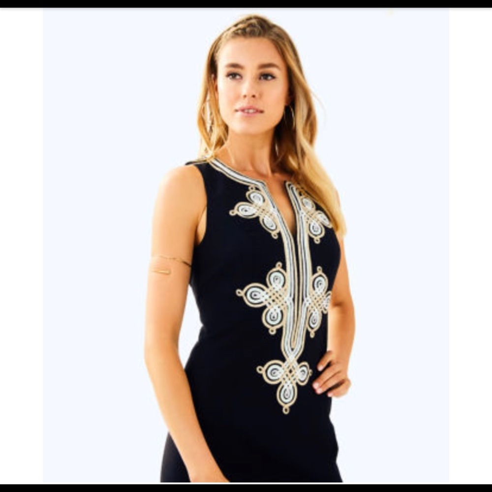 Lilly Pulitzer Mila shift black mini dress size 0